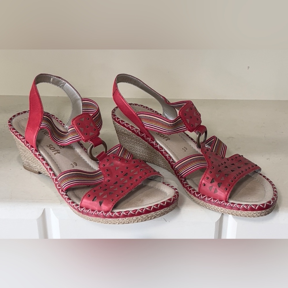 Remonte Women’s Leather Slingback Wedge Sandals Size EU 39